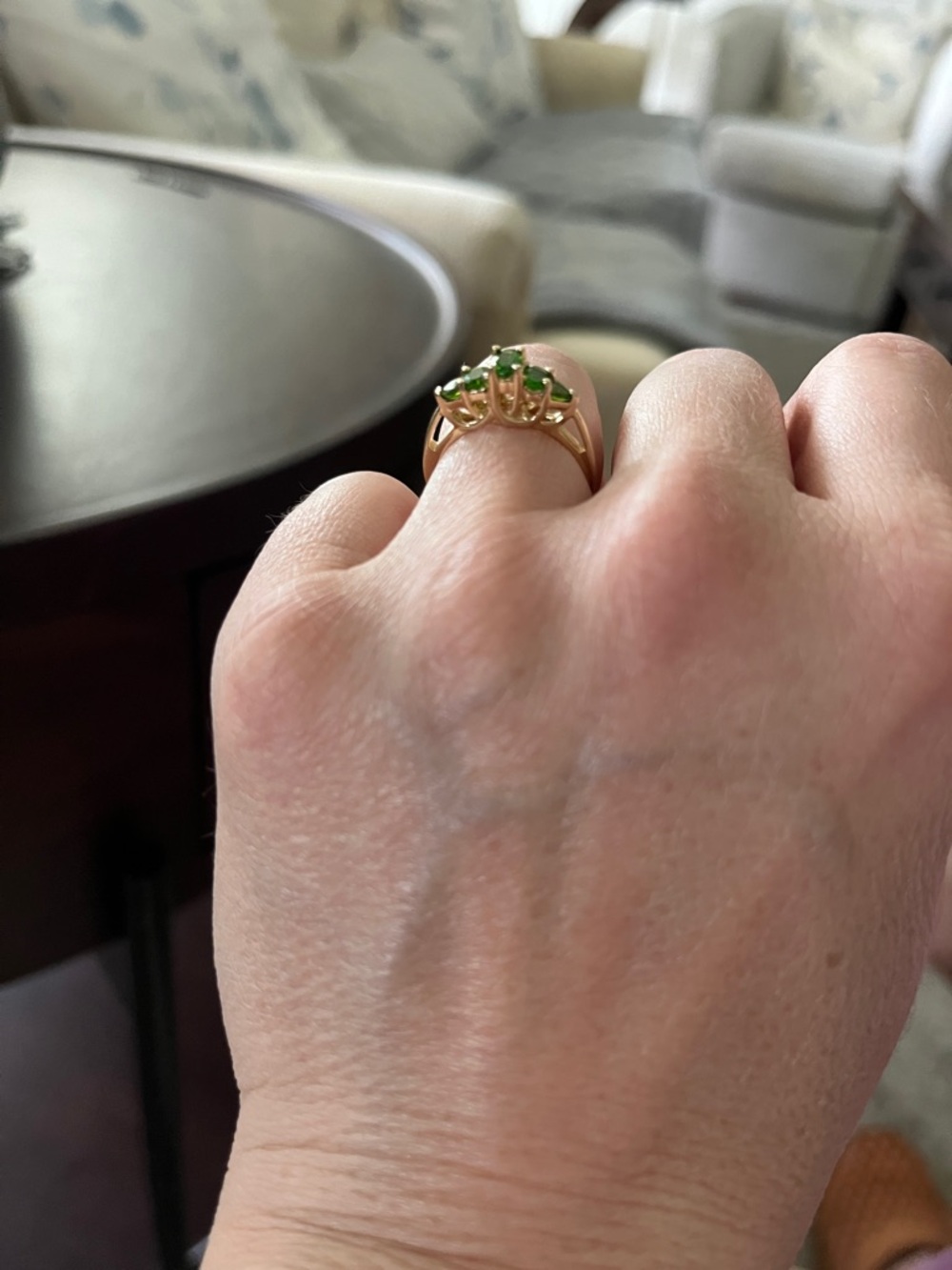 14K Yellow Gold Ring with Diopside Gem Accents - Picture 6 of 13